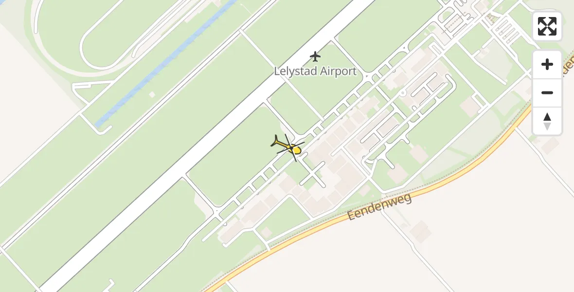 Vluchtroute Traumahelikopter van Lelystad Airport naar Lelystad Airport