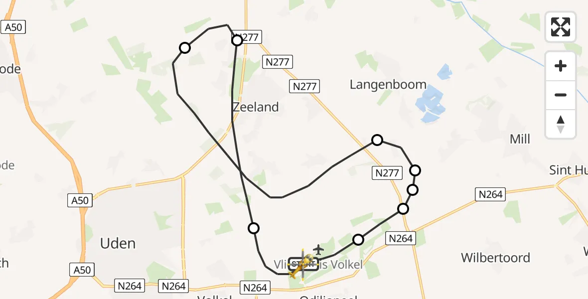 Vluchtroute Traumahelikopter Vliegbasis Volkel - Vliegbasis Volkel, 22 augustus 2022, 18:14