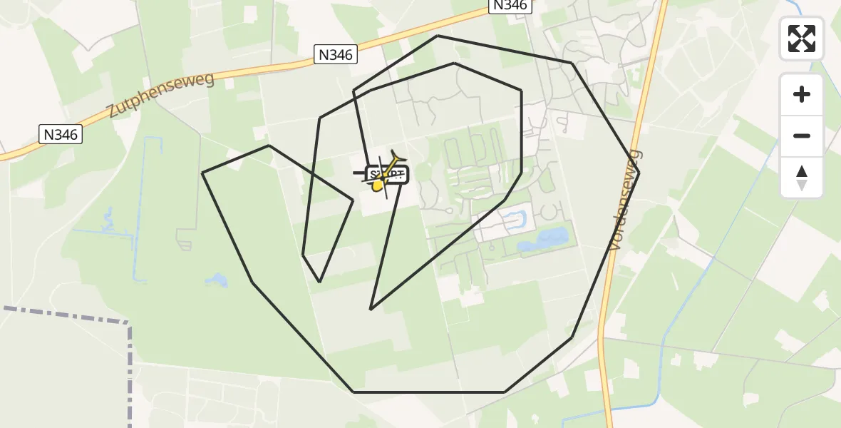 Routekaart van de vlucht: Politiehelikopter naar Lochem