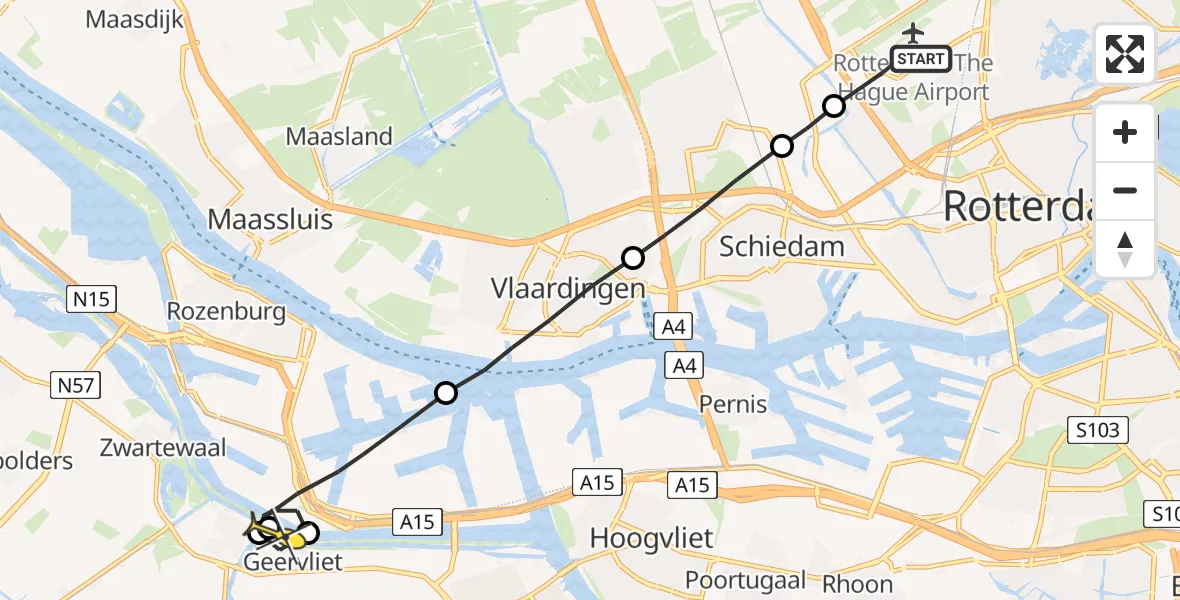 Routekaart van de vlucht: Lifeliner 2 naar Geervliet