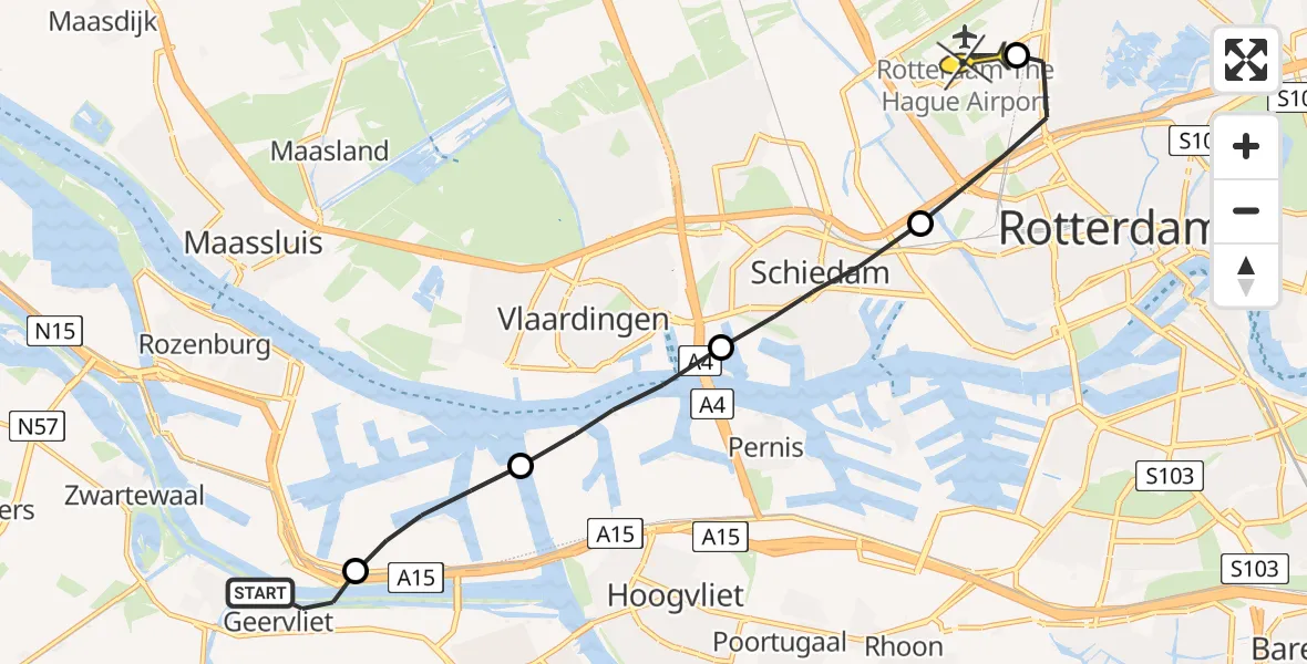 Routekaart van de vlucht: Lifeliner 2 naar Rotterdam The Hague Airport