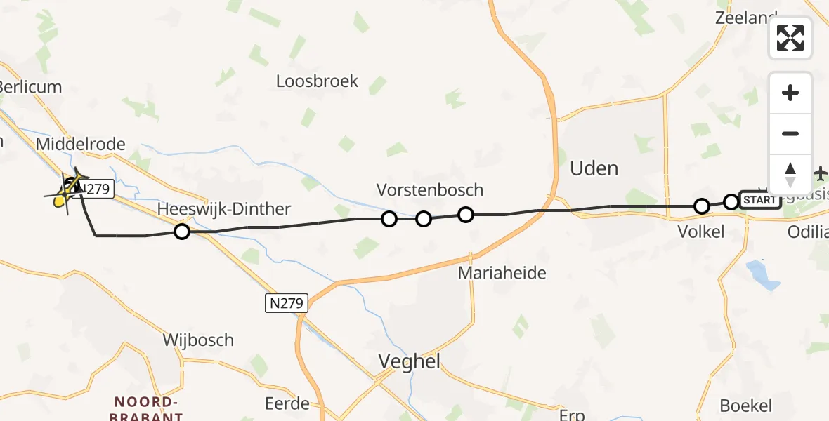 Routekaart van de vlucht: Lifeliner 3 naar Schijndel