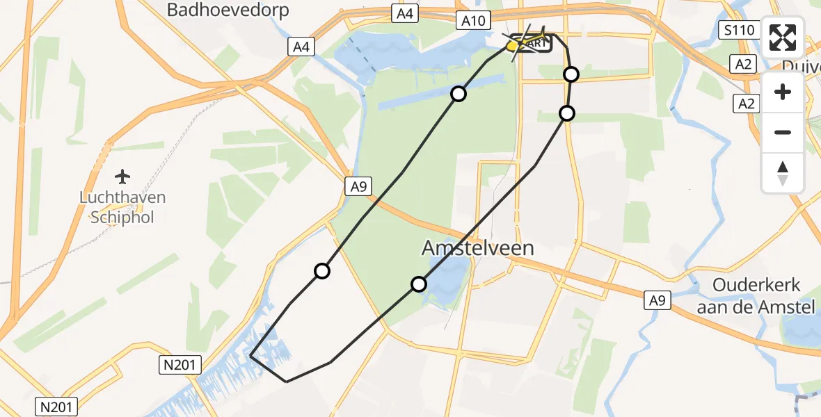 Routekaart van de vlucht: Lifeliner 1 naar VU Medisch Centrum Amsterdam