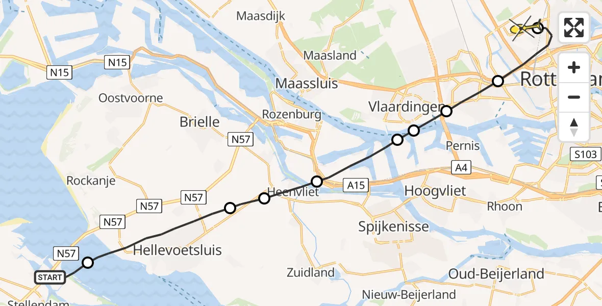 Routekaart van de vlucht: Lifeliner 2 naar Rotterdam The Hague Airport