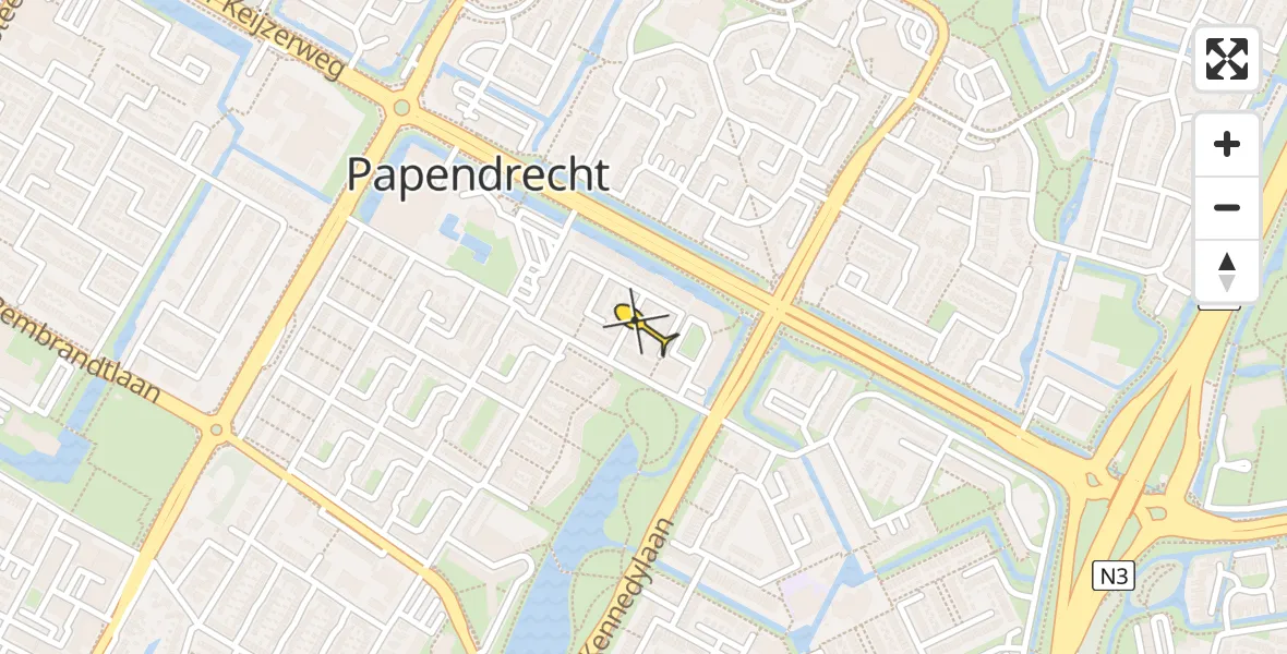 Routekaart van de vlucht: Lifeliner 2 naar Papendrecht