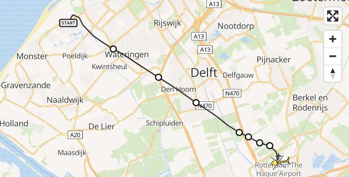 Routekaart van de vlucht: Lifeliner 2 naar Rotterdam The Hague Airport