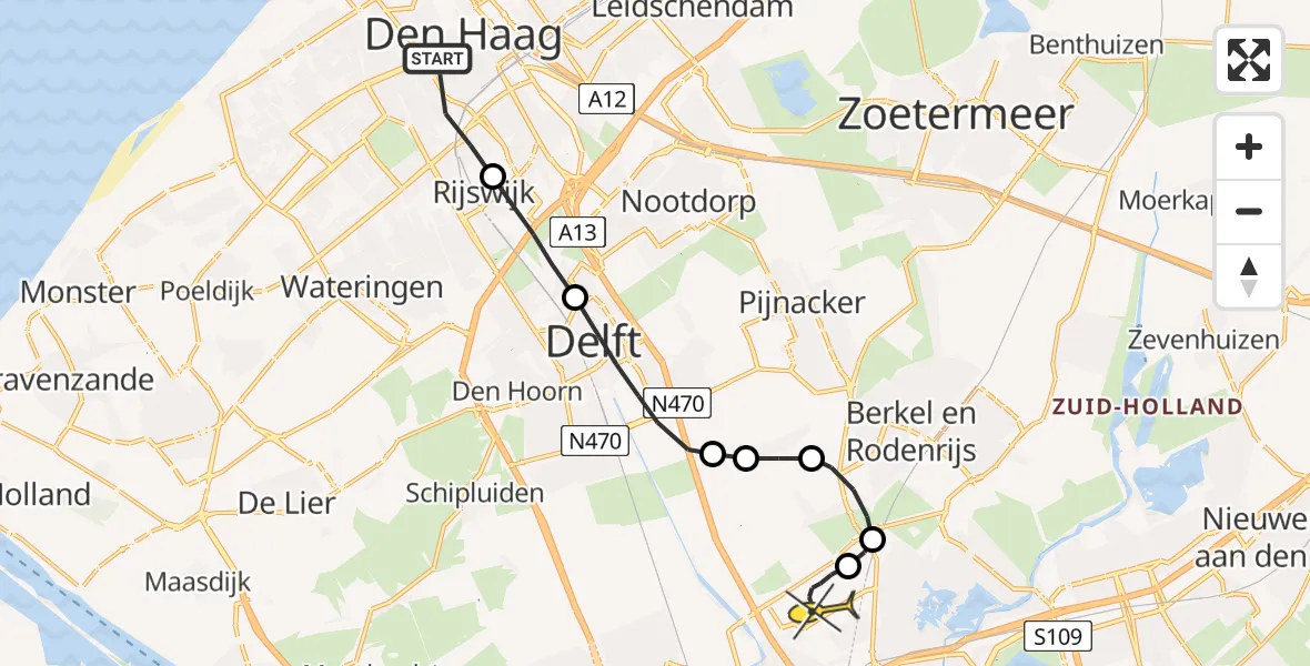 Routekaart van de vlucht: Lifeliner 2 naar Rotterdam The Hague Airport