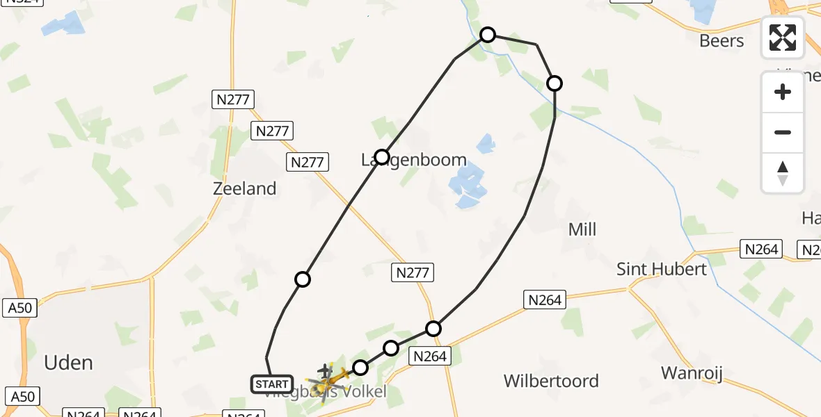Vluchtroute Traumahelikopter Vliegbasis Volkel - Vliegbasis Volkel, 23 augustus 2022, 22:49