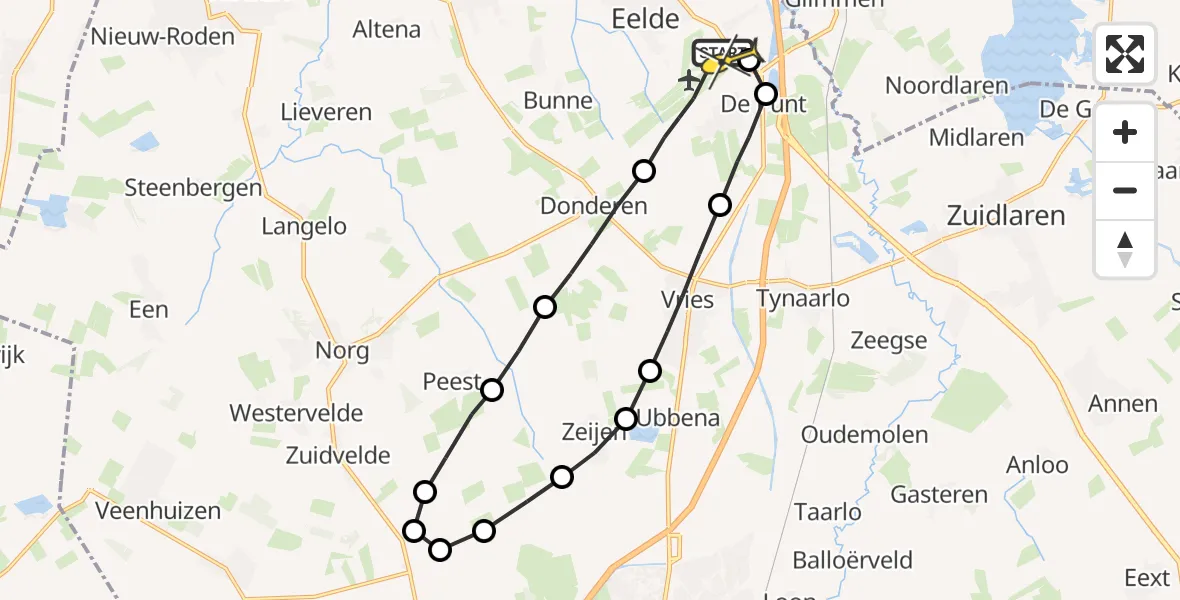 Routekaart van de vlucht: Lifeliner 4 naar Groningen Airport Eelde