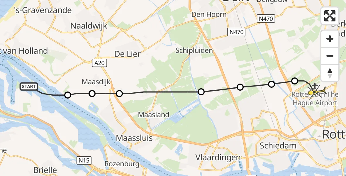 Routekaart van de vlucht: Lifeliner 2 naar Rotterdam The Hague Airport