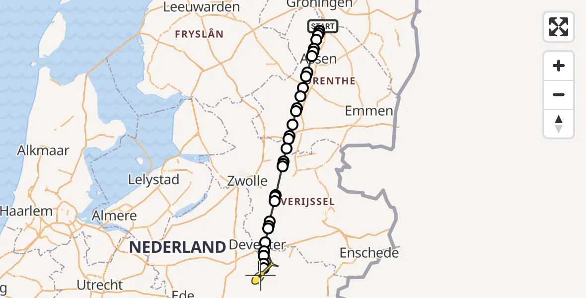 Routekaart van de vlucht: Lifeliner 4 naar Zutphen