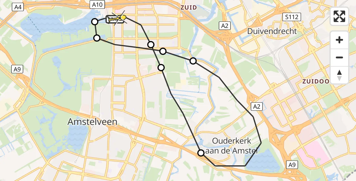 Routekaart van de vlucht: Lifeliner 1 naar VU Medisch Centrum Amsterdam