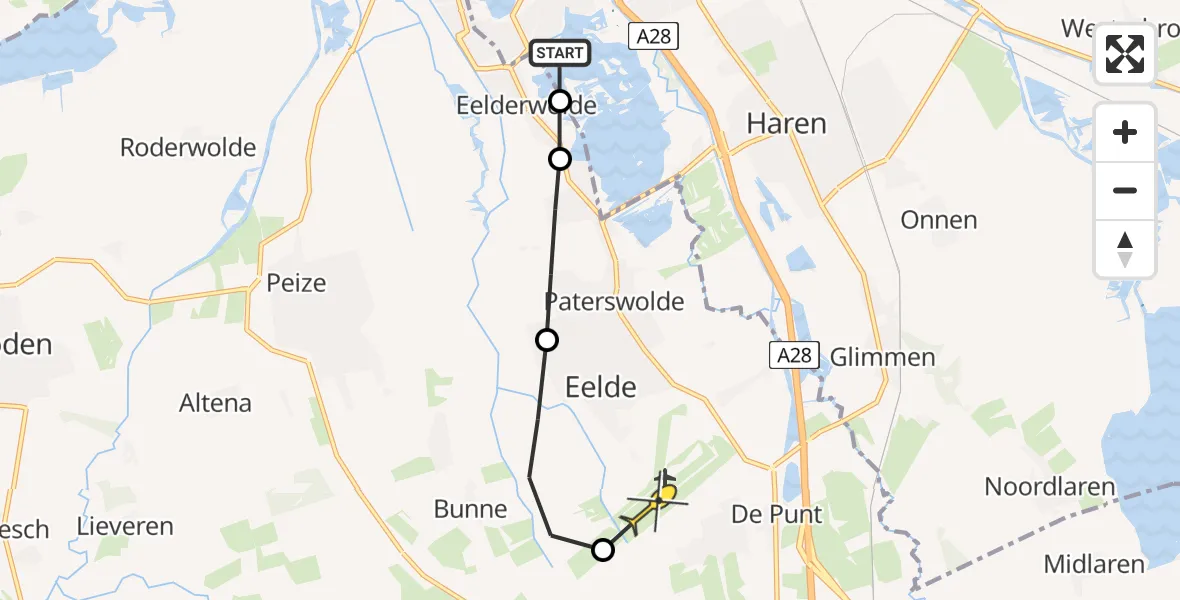 Routekaart van de vlucht: Lifeliner 4 naar Groningen Airport Eelde