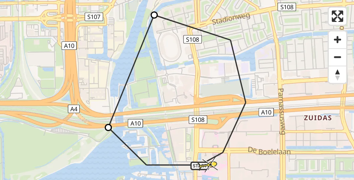 Routekaart van de vlucht: Lifeliner 1 naar VU Medisch Centrum Amsterdam