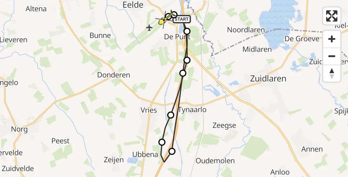 Routekaart van de vlucht: Lifeliner 4 naar Groningen Airport Eelde