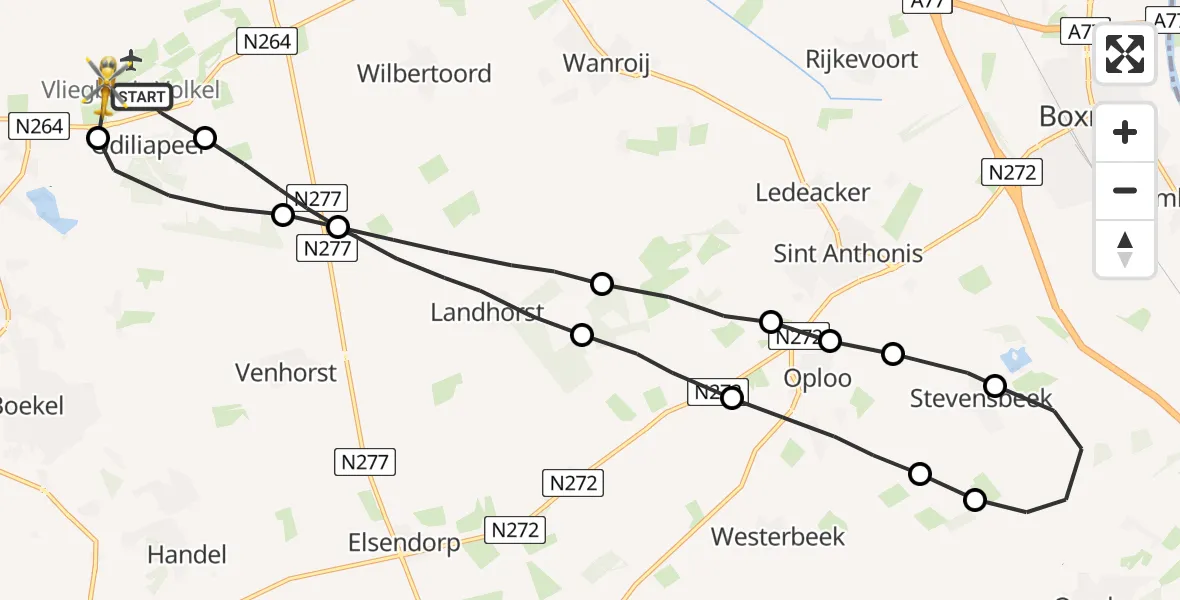Vluchtroute Traumahelikopter Vliegbasis Volkel - Vliegbasis Volkel, 24 augustus 2022, 19:17