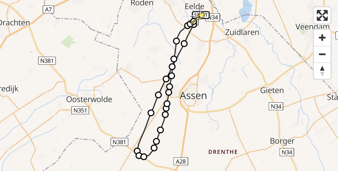 Routekaart van de vlucht: Lifeliner 4 naar Groningen Airport Eelde
