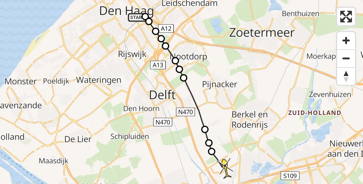 Routekaart van de vlucht: Lifeliner 2 naar Rotterdam The Hague Airport