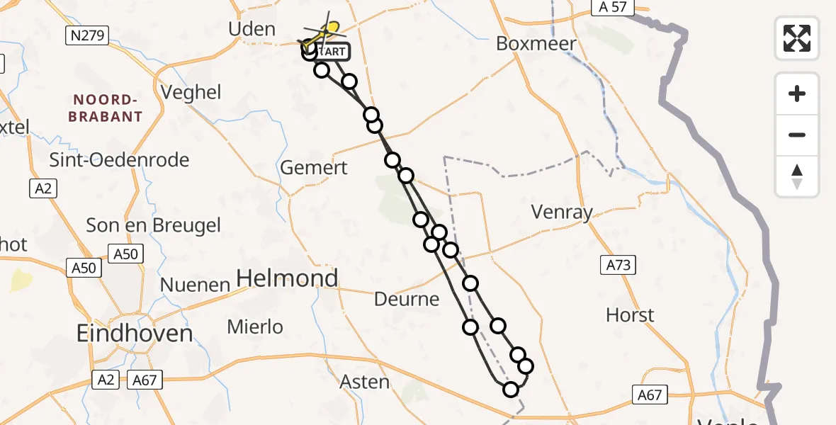 Routekaart van de vlucht: Lifeliner 3 naar Vliegbasis Volkel