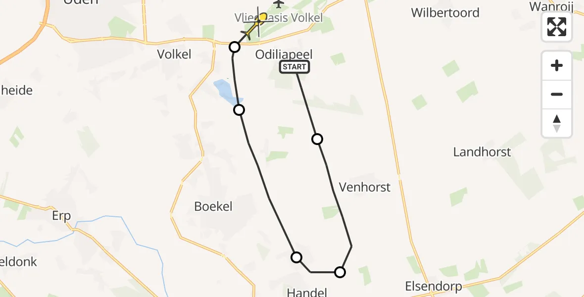 Routekaart van de vlucht: Lifeliner 3 naar Vliegbasis Volkel