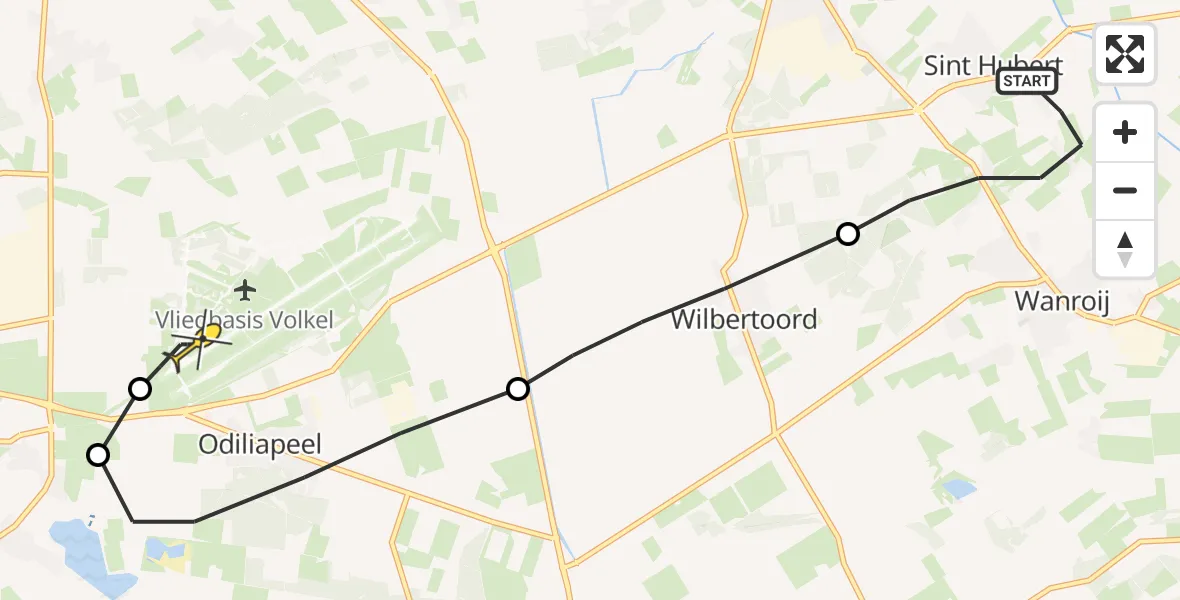 Routekaart van de vlucht: Lifeliner 3 naar Vliegbasis Volkel