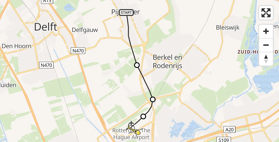 Routekaart van de vlucht: Lifeliner 2 naar Rotterdam The Hague Airport