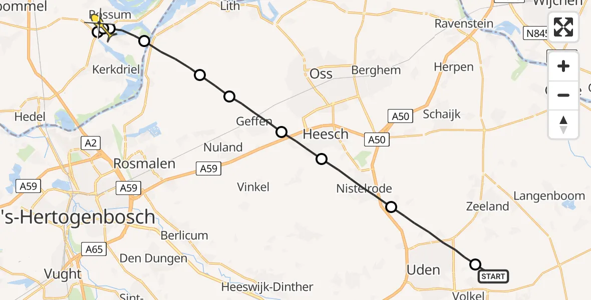 Routekaart van de vlucht: Lifeliner 3 naar Rossum