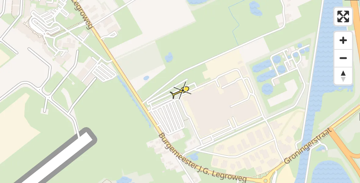 Routekaart van de vlucht: Traumahelikopter naar Groningen Airport Eelde