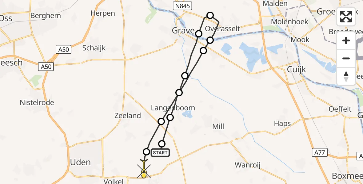 Routekaart van de vlucht: Lifeliner 3 naar Vliegbasis Volkel