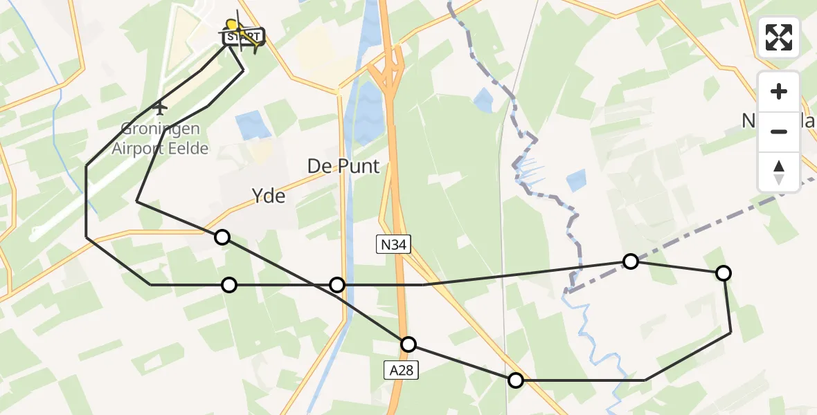 Routekaart van de vlucht: Lifeliner 4 naar Groningen Airport Eelde