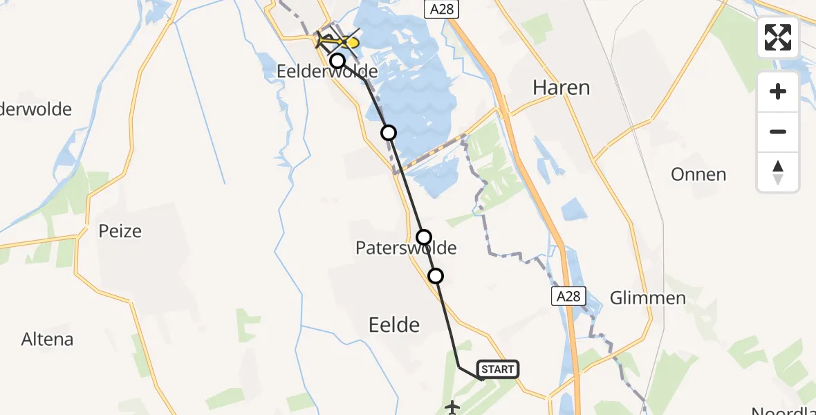 Routekaart van de vlucht: Lifeliner 4 naar Eelderwolde