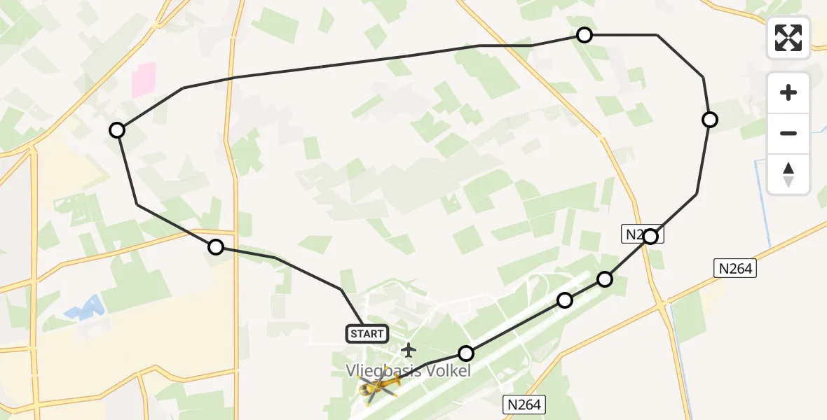 Vluchtroute Traumahelikopter Vliegbasis Volkel - Vliegbasis Volkel, 25 augustus 2022, 17:59