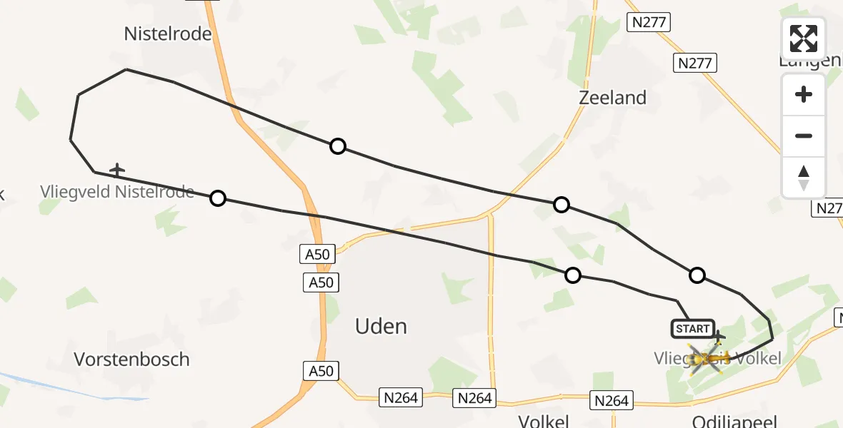 Vluchtroute Traumahelikopter Vliegbasis Volkel - Vliegbasis Volkel, 25 augustus 2022, 19:50