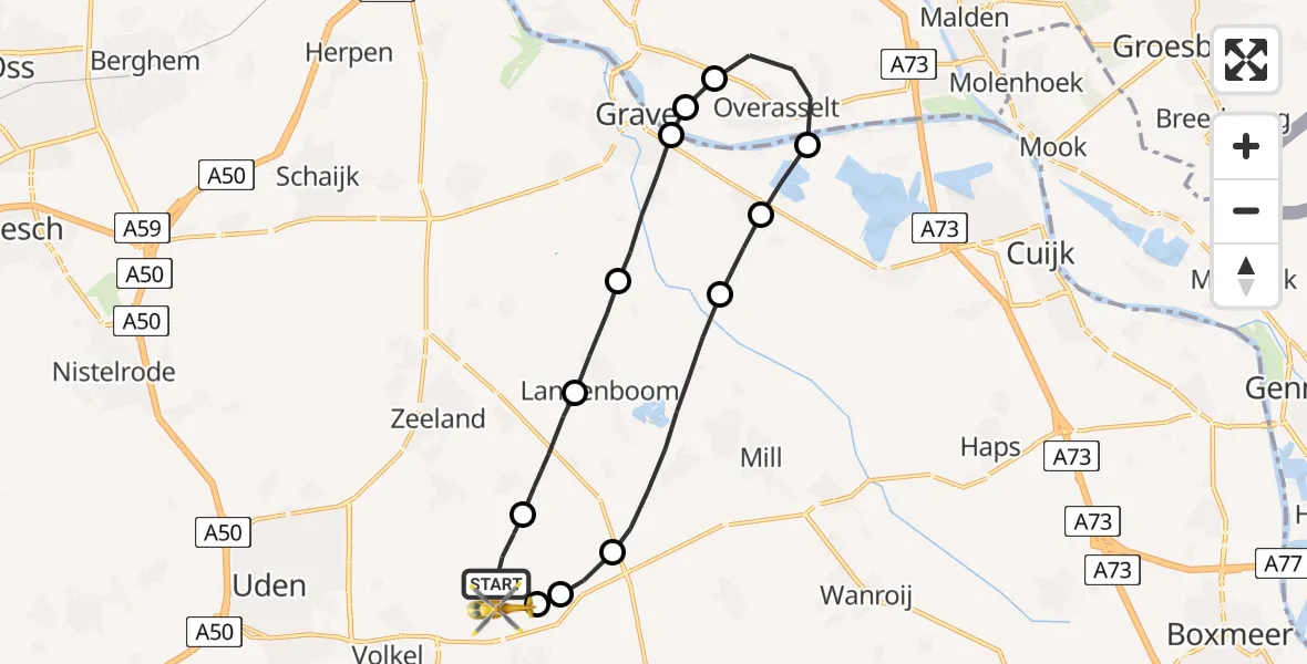 Vluchtroute Traumahelikopter Vliegbasis Volkel - Vliegbasis Volkel, 26 augustus 2022, 00:54