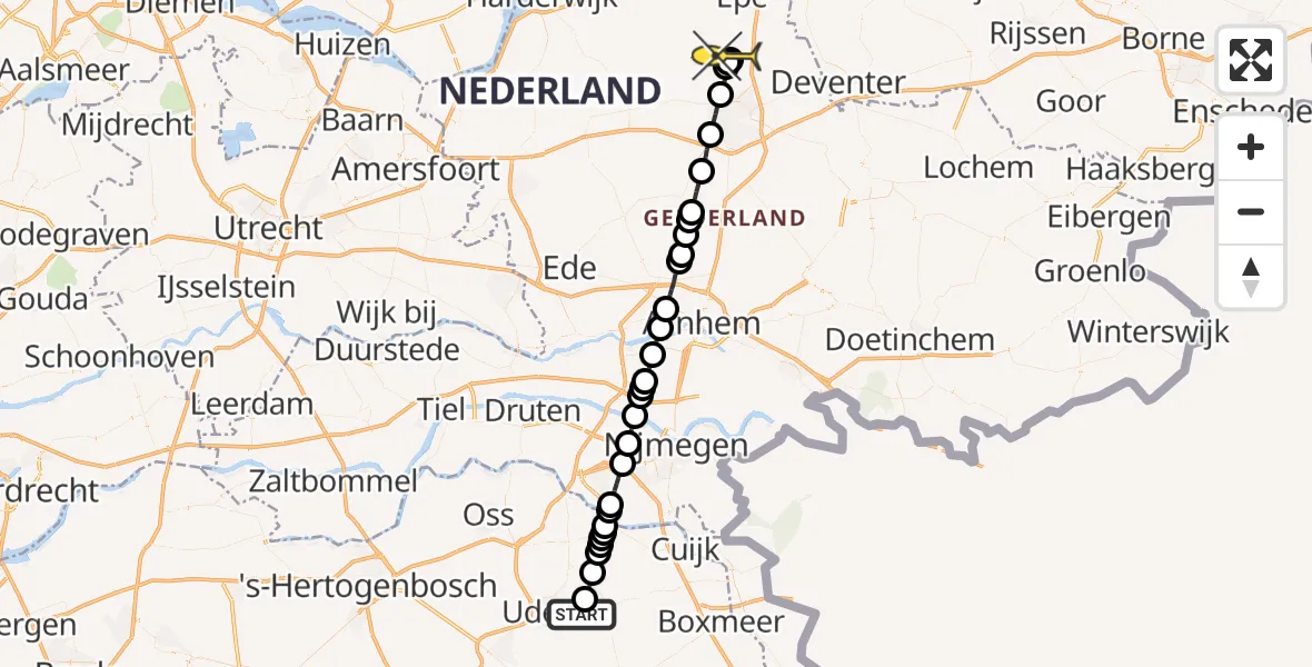 Routekaart van de vlucht: Lifeliner 3 naar Vaassen