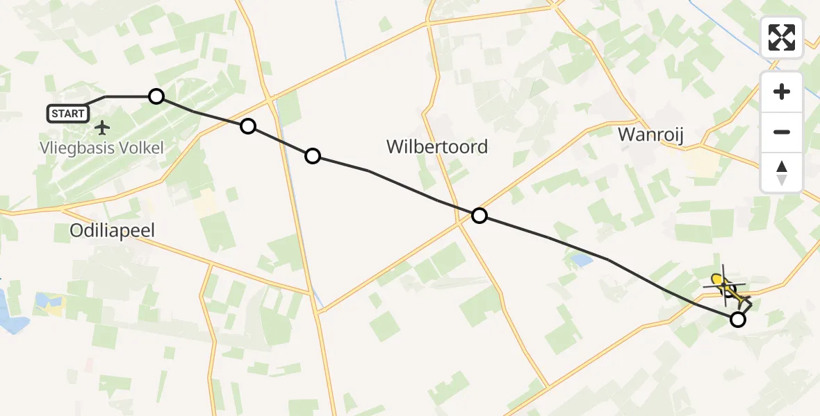 Routekaart van de vlucht: Lifeliner 3 naar Wanroij