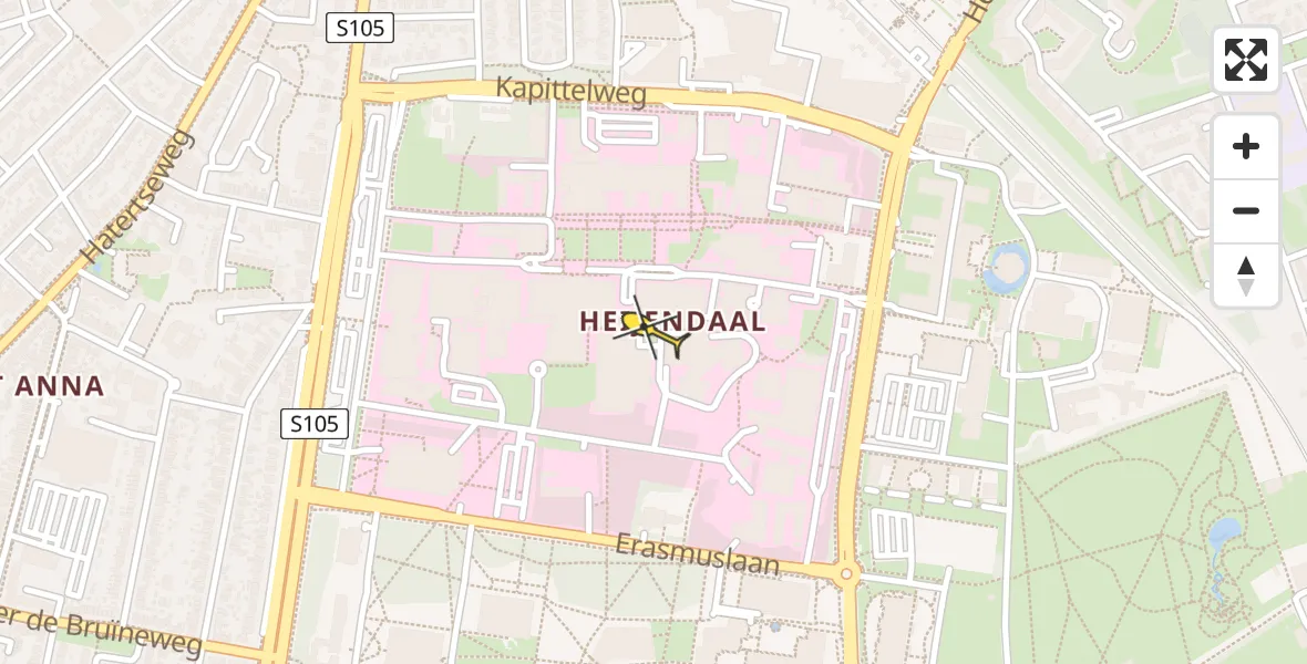 Vluchtroute Traumahelikopter van Radboud Universitair Medisch Centrum naar Radboud Universitair Medisch Centrum