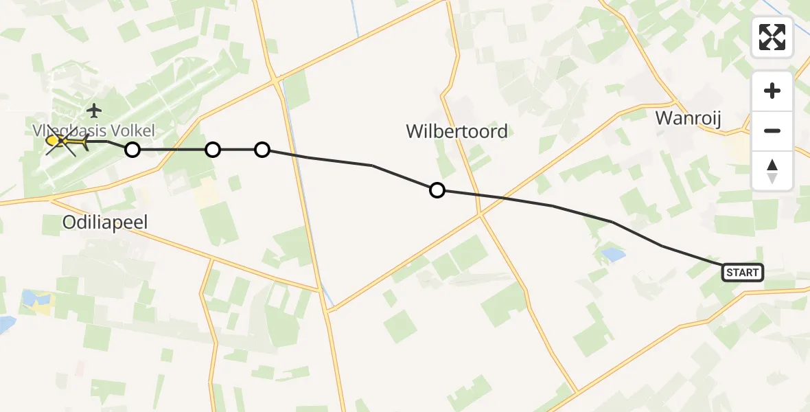 Routekaart van de vlucht: Lifeliner 3 naar Vliegbasis Volkel