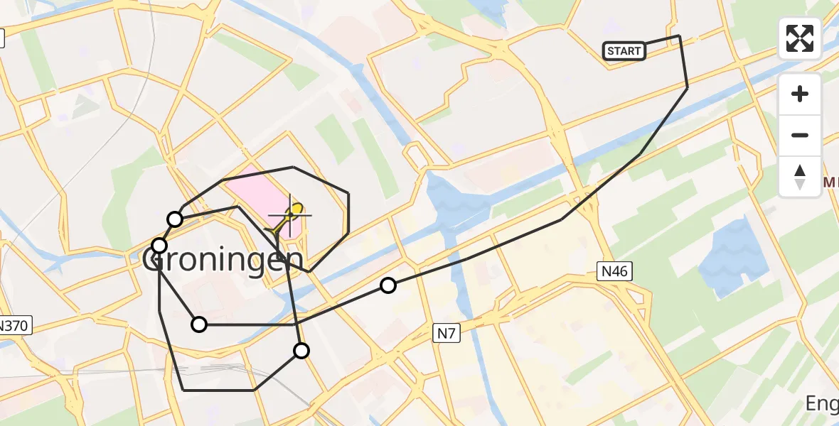 Routekaart van de vlucht: Lifeliner 4 naar Universitair Medisch Centrum Groningen