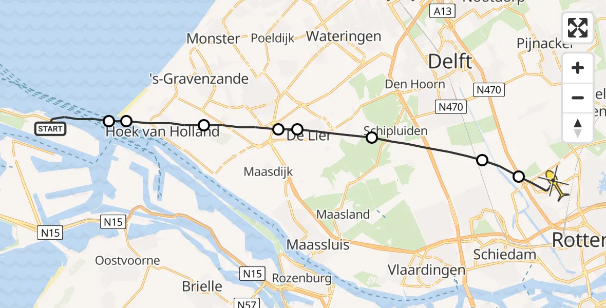 Routekaart van de vlucht: Lifeliner 2 naar Rotterdam The Hague Airport