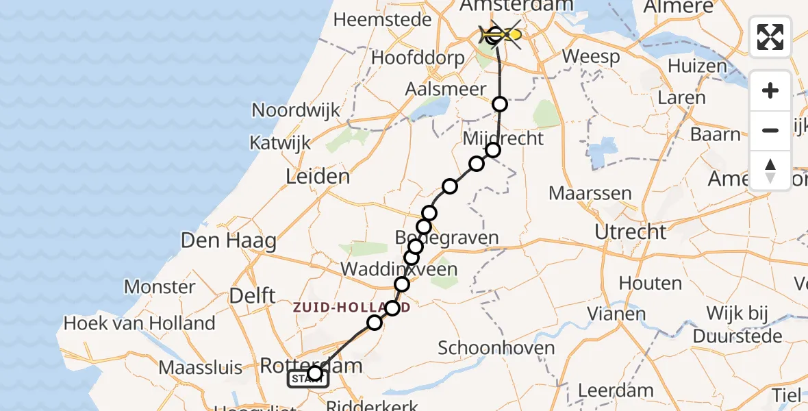 Routekaart van de vlucht: Lifeliner 1 naar VU Medisch Centrum Amsterdam