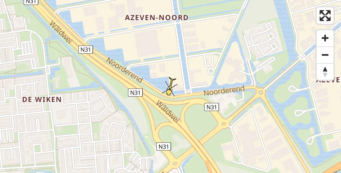 Vluchtroute Traumahelikopter van Vliegveld Drachten naar Vliegveld Drachten