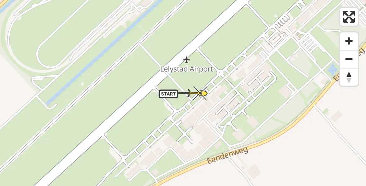 Vluchtroute Traumahelikopter van Lelystad Airport naar Lelystad Airport