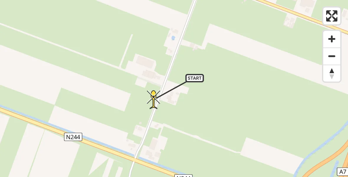 Routekaart van de vlucht: Politiehelikopter naar Middenbeemster