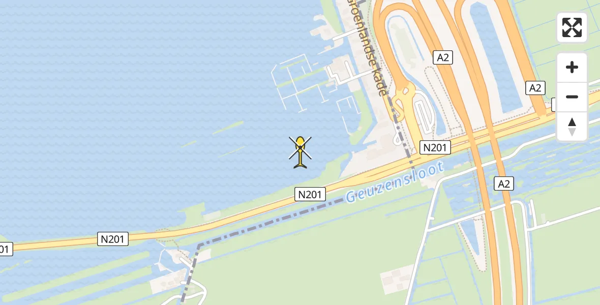 Routekaart van de vlucht: Politiehelikopter naar Vinkeveen