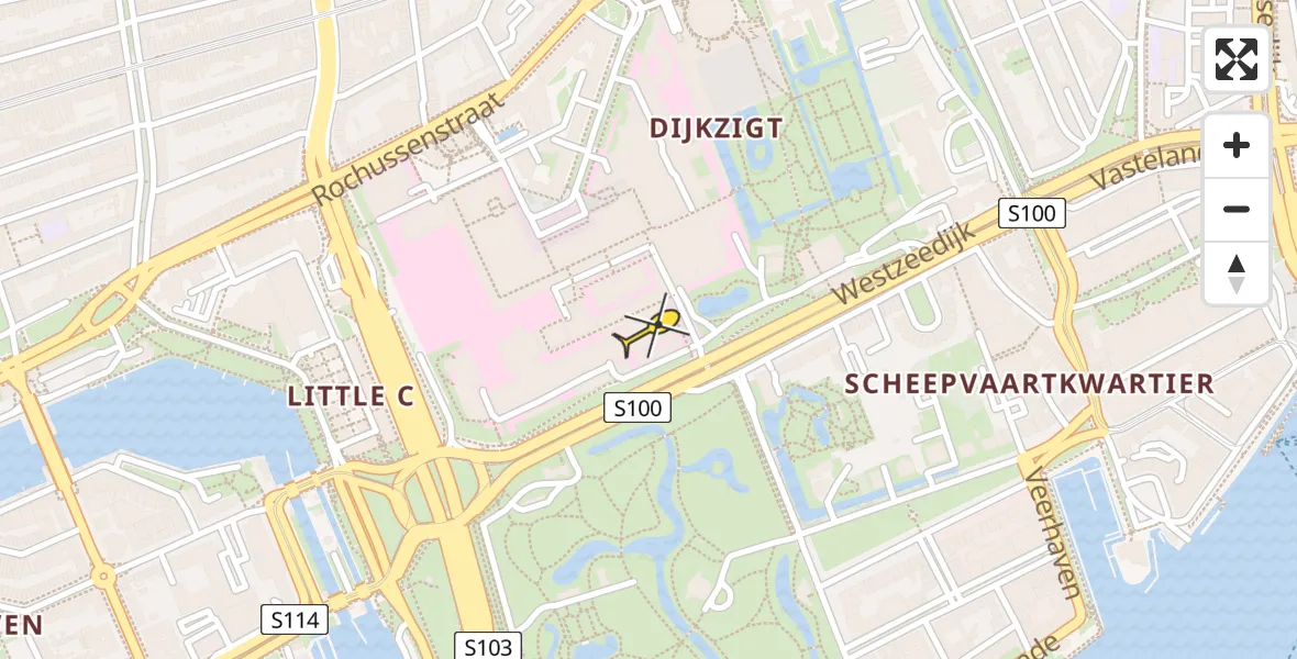 Routekaart van de vlucht: Lifeliner 2 onderweg vanuit Erasmus MC