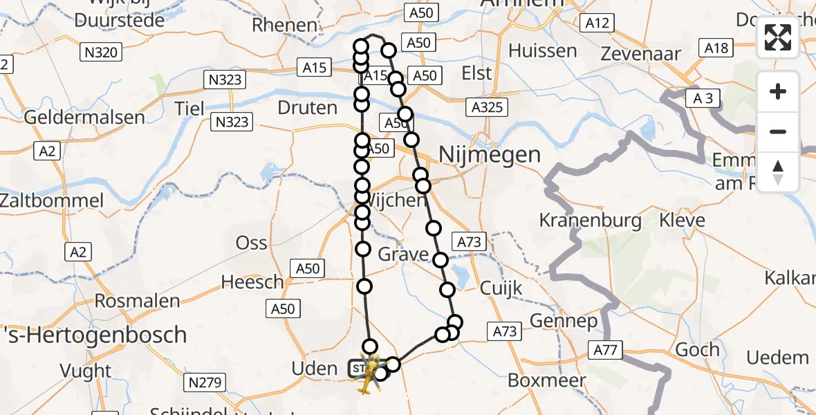 Vluchtroute Traumahelikopter Vliegbasis Volkel - Vliegbasis Volkel, 26 augustus 2022, 17:46