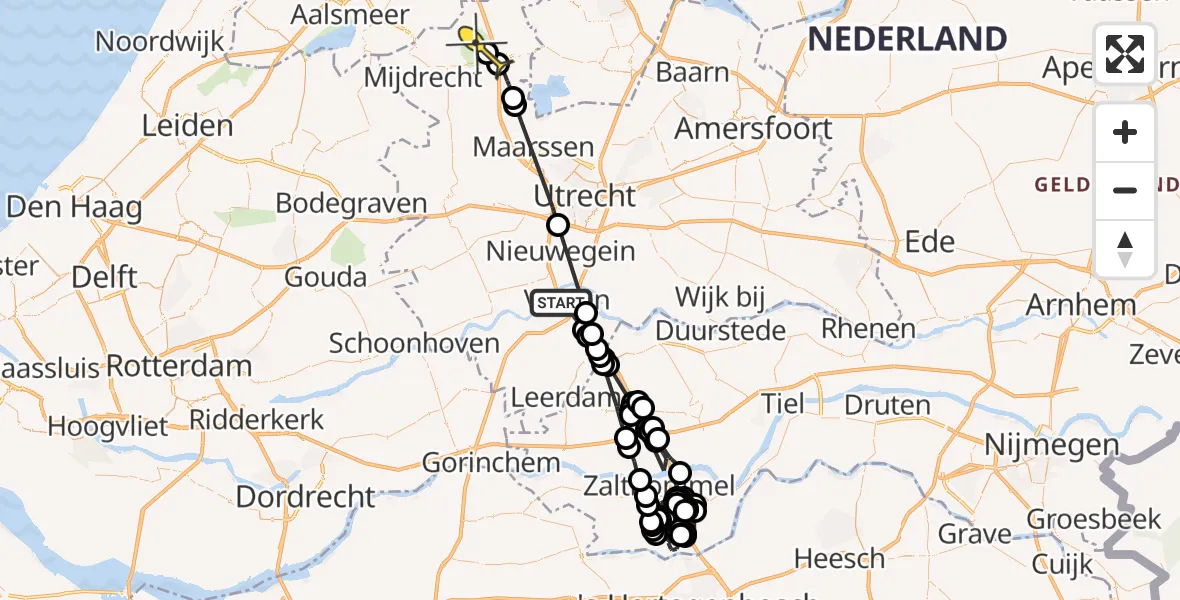 Routekaart van de vlucht: Politiehelikopter naar Vinkeveen
