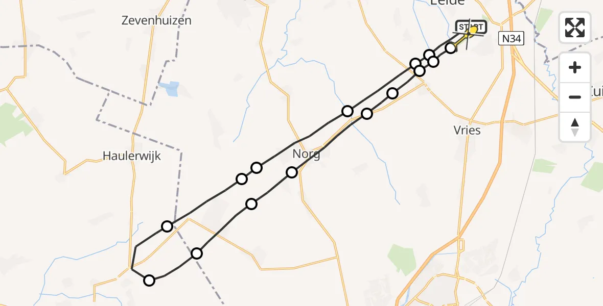 Routekaart van de vlucht: Lifeliner 4 naar Groningen Airport Eelde