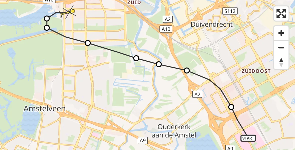 Routekaart van de vlucht: Lifeliner 1 naar VU Medisch Centrum Amsterdam